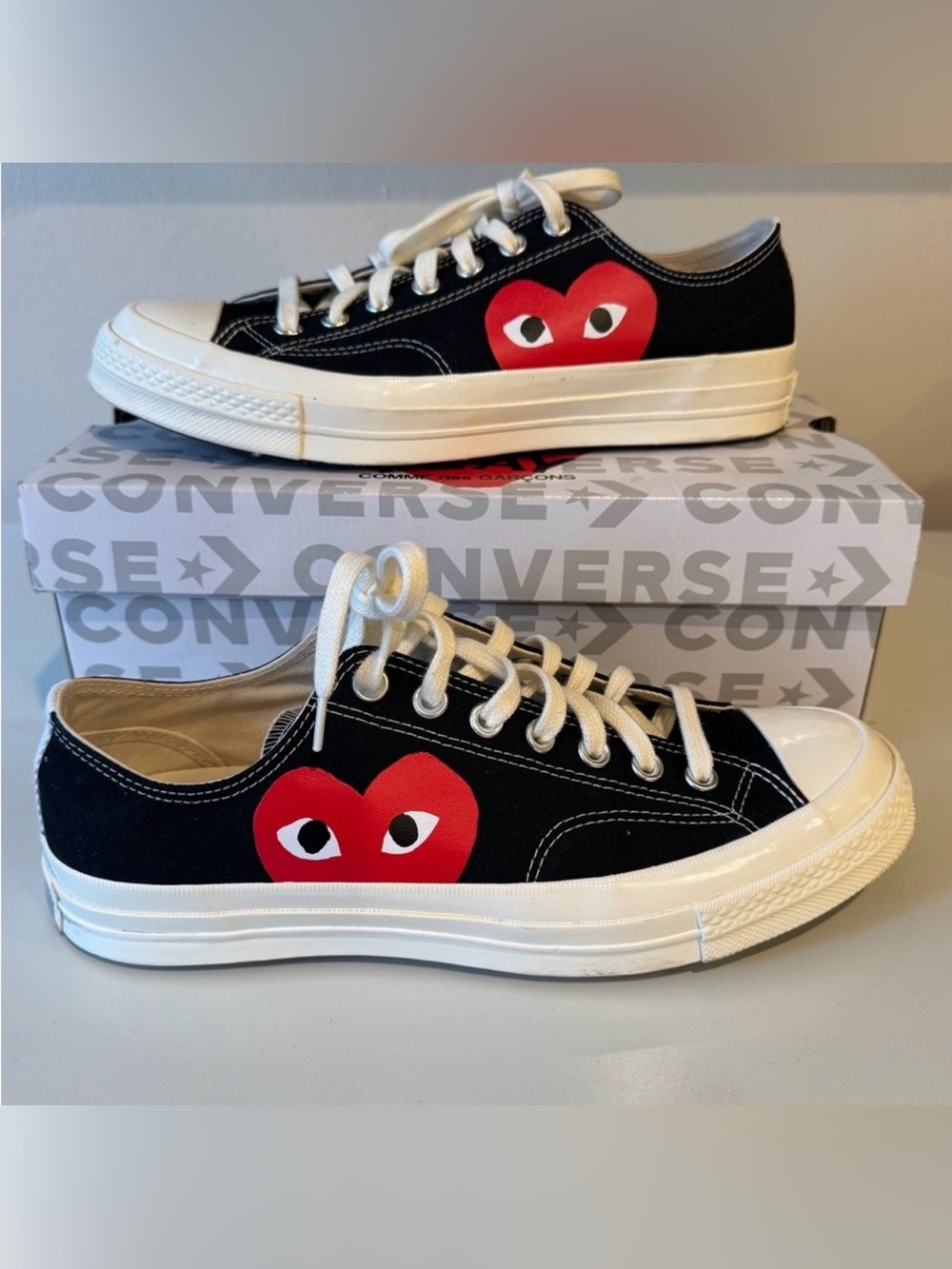 Comme des Garçons PLAY Converse Black Low Top Sneakers Size 9